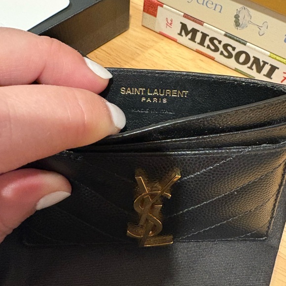 Yves Saint Laurent Black and Gold Card Holder - Picture 8 of 9